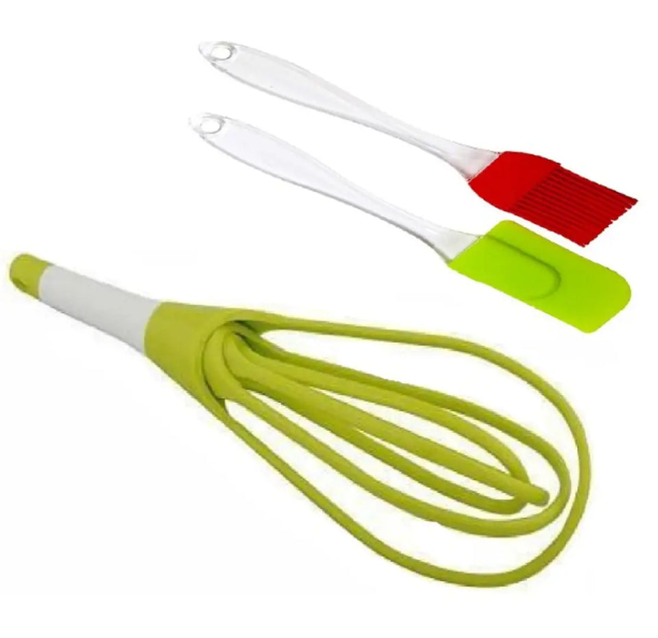 Plastic Hand Whisk Beater  Silicone Spatula and Pastry Brush