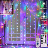 Miradh 300 LED Curtain Lights 9.8Ftx9.8Ft, 8 Lighting Modes Multicolor Window Curtain String Lights with Remote USB Powered, Home Party Christmas Diwali Light Home Decoration Light, Multicolor