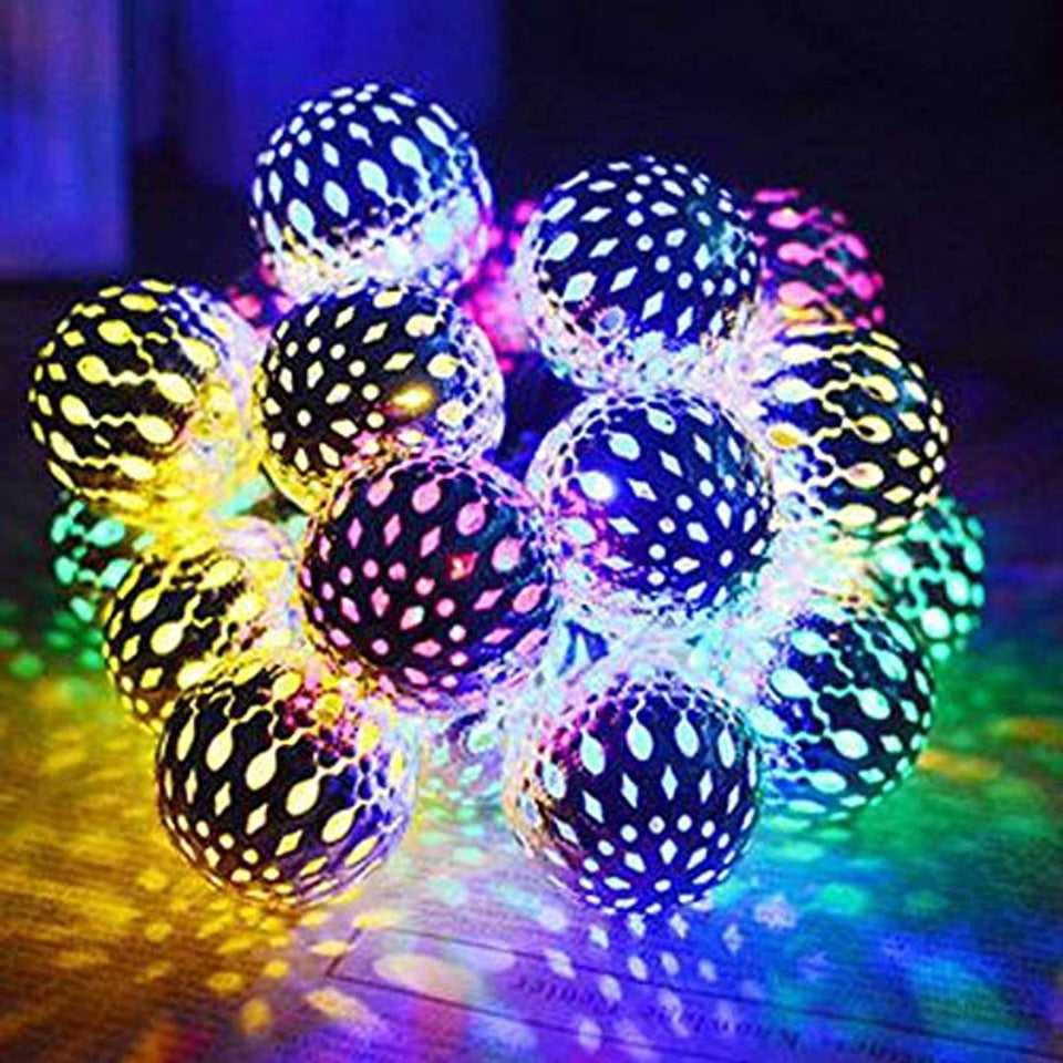Miradh String Lights Moroccan Ball Multicolor 11ft 16LED Globe Fairy String Light Orb Lantern Christmas Lighting for Diwali, Outdoor Garden, Yard, Patio, Xmas Tree, Party, Home Decoration (Multicolor)